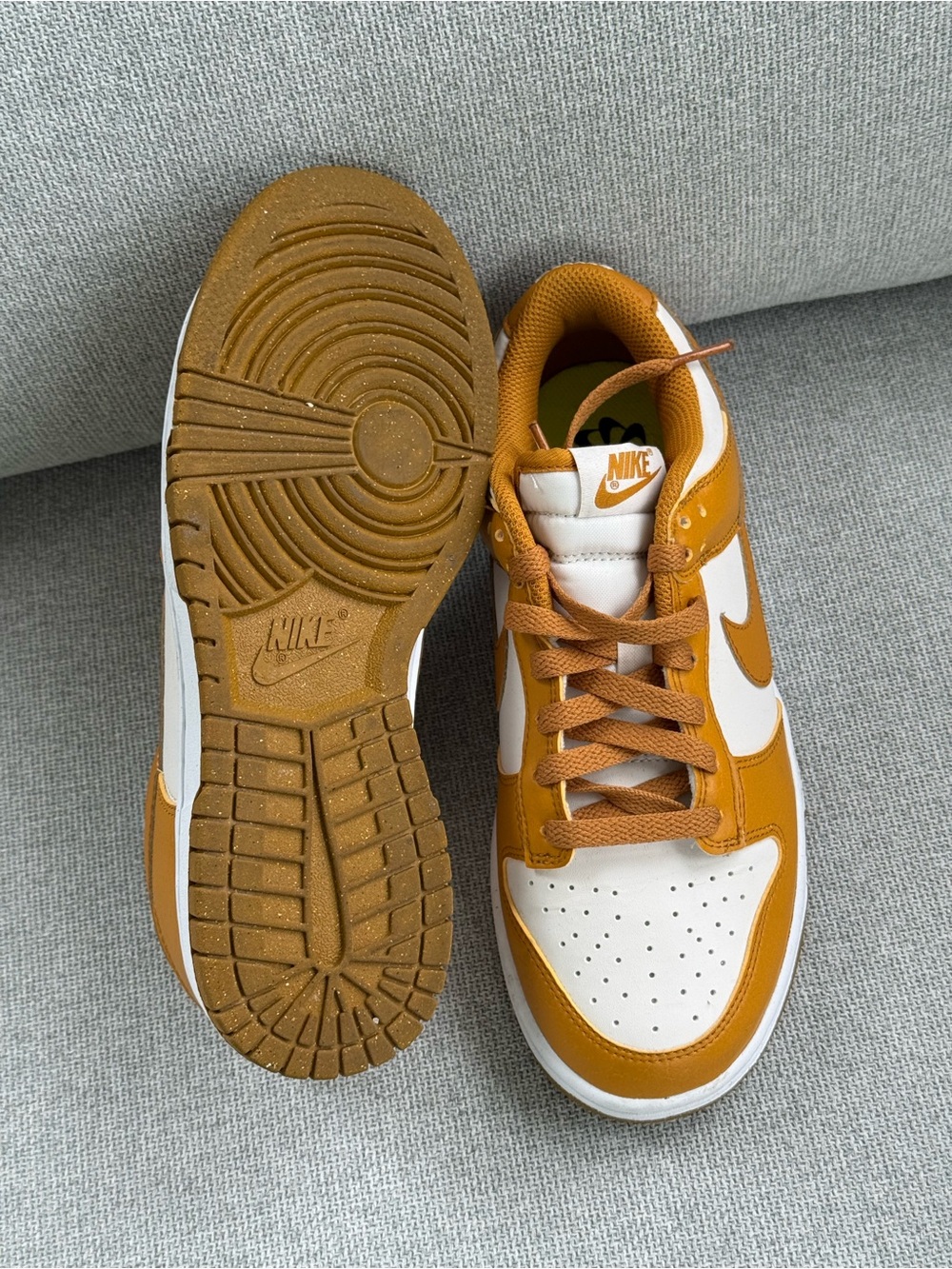 Nike Women’s Low Top Sneakers DUNKS — White & Mustard - Picture 3 of 5